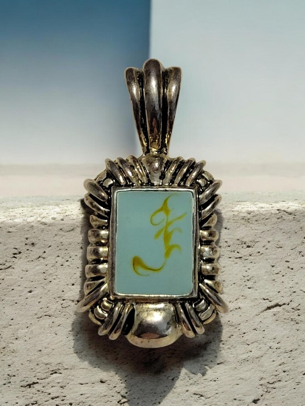 Sterling Silver Turquoise Rectangular Pendant